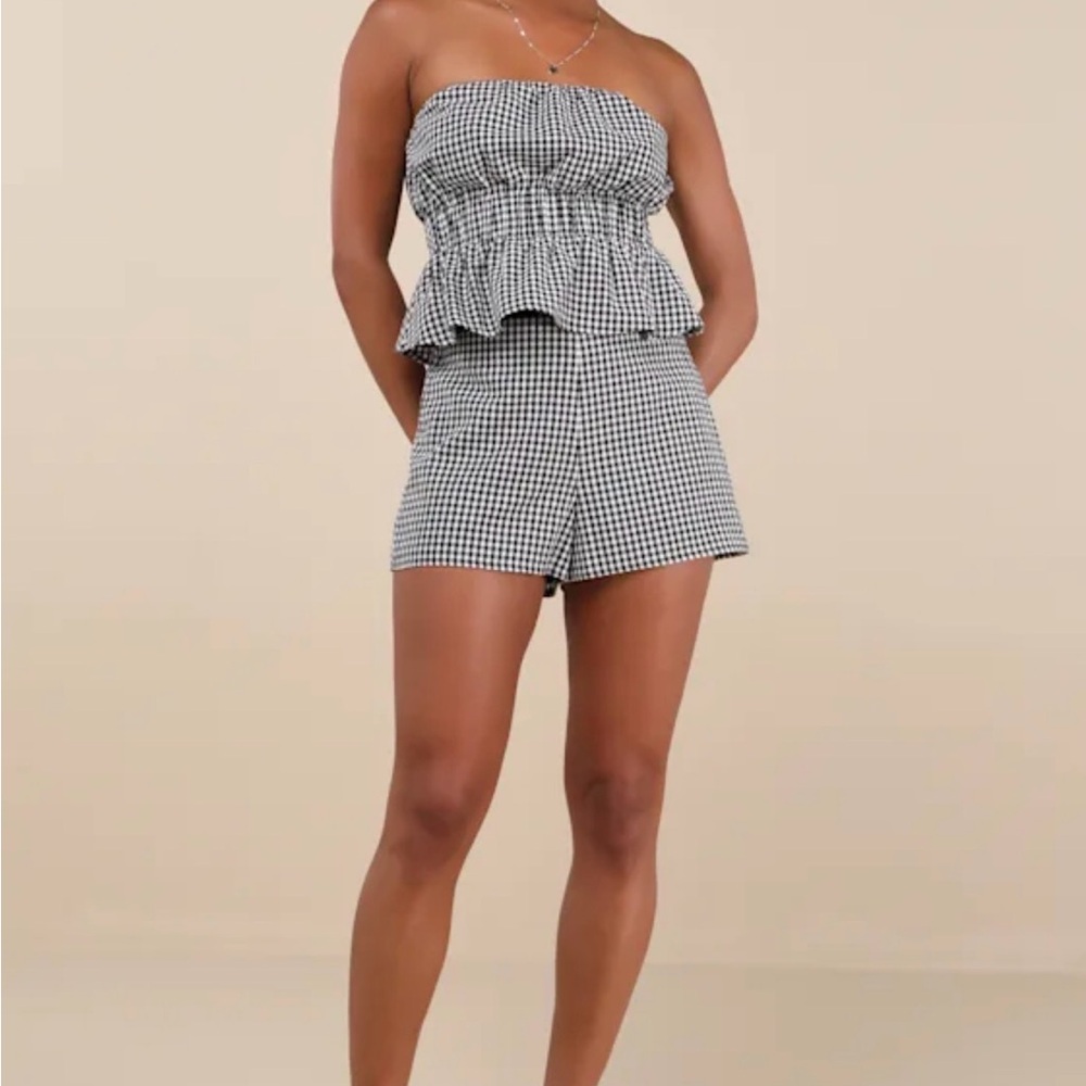 Lulus Black and White Gingham Set
